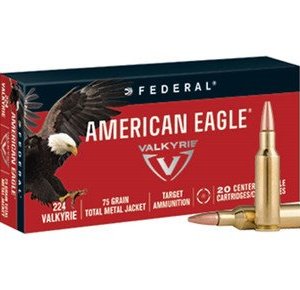 Federal 224 Valkyrie Ammunition American Eagle AE224VLK1 75 Grain Total Metal Jacket 20 Rounds