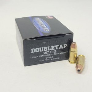 Doubletap 357 Sig Ammunition 357S115CE 115 Grain Controlled Expansion Jacketed Hollow Point 20 Rounds