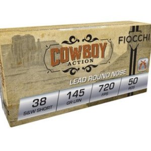 Fiocchi 38 S&W Short Ammunition Cowboy Action FI38SWSHL 145 Grain Lead Round Nose 50 rounds