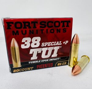 Fort Scott Munitions 38 Special +P Ammunition FSM38P81SCV 81 Grain Solid Copper Spun TUI 20 Rounds