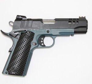 Great Lakes Firearms GL1911-45CSSBLU 1911 4.25" 8+1 Black/SS Barrel/Blue Titanium