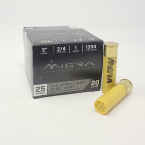 Migra 20 Gauge Ammunition M20S24 3" Length #2/4 Shot 1oz 1350fps 25 Rounds
