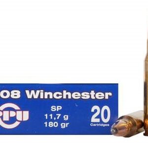 Prvi PPU 308 Winchester Ammunition PP3083 180 Grain Soft Point 20 rounds