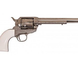 Cimarron Frontier PP415LNI .45 Colt 7.5" 6 Rounds Laser Engraved Nickel/White Grips