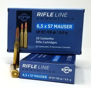 Prvi 6.5 x 57 Mauser Ammunition PP6M 139 Grain Soft Point Boat Tail 20 Rounds