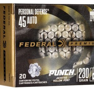 Federal 45 Auto Ammunition PD45P1 230 Grain Punch Jacketed Hollow Point 20 Rounds