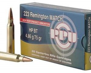 Prvi PPU 223 Remington/5.56 NATO Ammunition PPM2232 75 Grain Match Hollow Point Boat Tail 20 Rounds