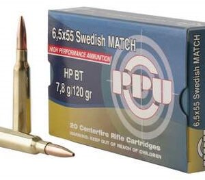 Prvi PPU 6.5x55mm Swedish Mauser Ammunition PPM6 120 Grain Match Hollow Point Boat Tail 20 Rounds