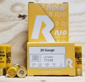 Rio 20 Gauge Ammunition TT208 2-3/4" 8 Shot 7/8oz 1250fps Case of 250 Rounds