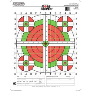 Champion Scorekeeper Paper Targets Fluorescent Orange Green Bull 100 yd. Rifle Sight-In 12/ct