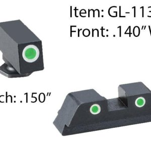 Ameriglo Classic Style 3-Dot Night Sight Set for Select Glocks / Front Tritium - Green / Front Outline - White / Rear Tritium - Green / Rear Outline -