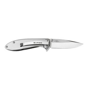 Sarge Knives Hawk Swift Assist Folder Knife 3-1/8" Clip Point Blade Chrome