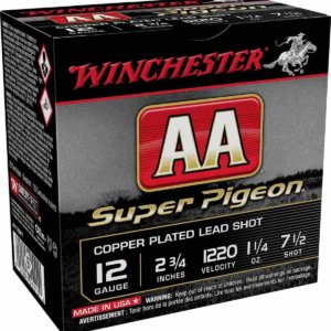 Winchester AA Super Pigeon Shotshells 12 ga 2-3/4" 1-1/4 oz 1220 fps #7.5 25/ct