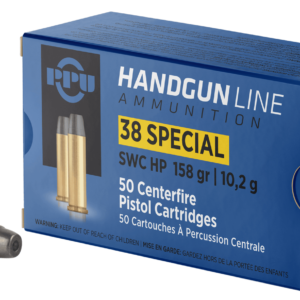 PPU .38 SPECIAL SWC HP 158G 50RD BOX 10 BOXES PER CASE