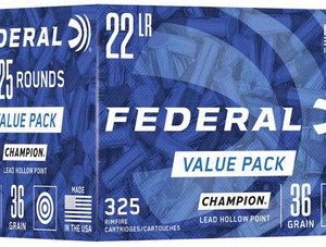 Federal 22 Long Rifle Ammunition Champion F749 36 Grain Lead Hollow Point Value Pack 325 Rounds