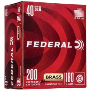 Federal Champion Training Handgn Ammunition .40 S&W 115gr FMJ 1000 fps 200/ct